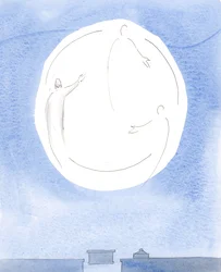 Etter bekjennelse: Den aller helligste treenighet viste meg, ved et bilde, at hver av de tre guddommelige personene - én Gud - tilga meg for hver synd og feil og inviterte meg til å være glad., 2004 (w/c på papir)