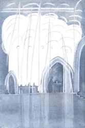 Engler omringet presten vår og alteret, med Christ Really Present, 2000 (w/c på papir)