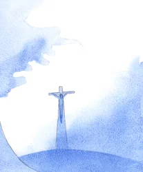 Da Kristus kom til alteret vårt ved innvielsen, så jeg et høyt, mørkt vindu inn i tiden, 2000 (w/c på papir)