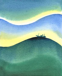 Som et skip på havet er omgitt av vann, så er vi helt omgitt og holdt oppe av Guds kjærlighet - enten vi ber eller ikke, og om vi opplever hans nærvær eller ikke, 2003 (w/c on pape)