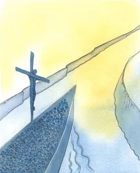 Ved kraften av Kristi offer, under den hellige messe, gjennomborer Kristus himmelen og bringer oss alle nærmere Faderen - akkurat som når et stort skip går inn i en elvemunning for å bringe hennes dyrebare last hjem.,