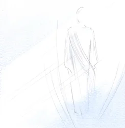 Kristus overbeviser oss ikke i nattverden, men tar i stillhet imot vårt hjertes hyllest; han er vår sanne følgesvenn., 2001 (w/c på papir)