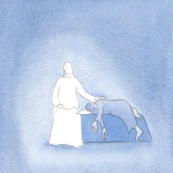 Kristus er nær sine venner, under alle omstendigheter, 2000 (w/c på papir)