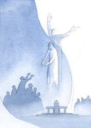 Kristus er virkelig ett med oss, ved sitt kjød og blod, og også ett med Faderen (som han trekker oss til) på grunn av sin guddommelighet., 2000 (w/c på papir)