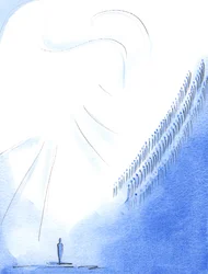 Hver gang vi ber den "Hellige, Hellige, Hellige Herre" slutter vi oss til våre stemmer med de hellige og englene som tilbyr den samme lovsangen i himmelen, 2003 (w/c på papir)