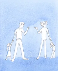 Gud vår Far ønsker ikke å se familier bli ødelagt. Han ønsker ikke å se vold mellom ektefeller, og heller ikke forlatelse, 2005 (akvarell på papir)