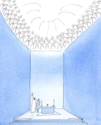 Gud Fader er omgitt i himmelen av de hellige, som deler hans glede, 2005 (akvarell på papir)