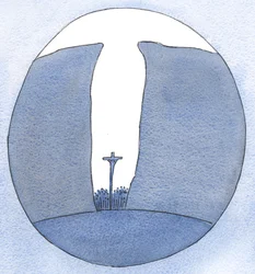 Hvor lite, isolert eller forfulgt samfunnet vårt enn er, er Kristus blant oss i messen, som i en kløft, 2001 (w/c på papir)