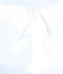 Jeg fikk et glimt av vår hellige mor Marias verdighet og av den herligheten hun nå mottar i himmelen., 2001 (w/c på papir)