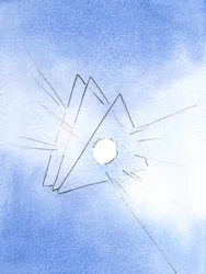 Jeg ble vist et symbol på den hellige treenighet: tre trekanter, med en ild som smeltet lava (som representerer guddommelig kjærlighet) i hjertet av hver, 2003 (w/c på papir)