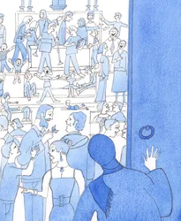 Hvis folk av en annen religion skulle stirre inn i noen av våre støyende kirker, ville de tro – spurte Kristus – at vår påstand er sann: at Kristus vår Gud er tilbedt og tilstede der, 2005 (akvarell på papir)