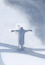 Hvis vi forener våre lidelser med Kristus, støtter han oss og lar oss ta del i hans frelsesverk, 2000 (w/c på papir)
