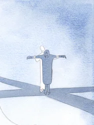 Hvis vi forener våre lidelser med Kristus, støtter han oss og lar oss ta del i hans frelsesverk, 2000 (w/c på papir)