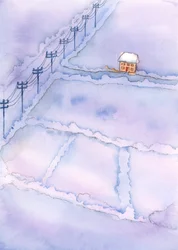 I Guds øyne er vårt land ofte som et øde landskap med bare få steder hvor barn virkelig er verdsatt, 2003 (w/c på papir)