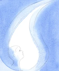 I hjertet og sinnet til en som ønsker ham velkommen, er Den Hellige Ånd som en lampe, en kilde til visdom og uendelig kraft, og midler til bønn, 2002 (w/c på papir)