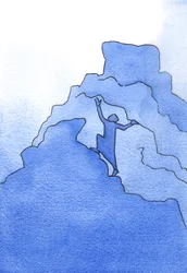 I det åndelige livet må alle som slutter å klatre, og velger å bli der de er, fortsatt fullføre klatringen etter døden, hvis de ville komme inn i himmelen, 2002 (w/c på papir)