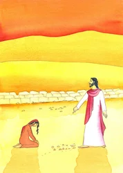 Jesus tilgir kvinnen tatt i utroskap, 2006 (w/c på papir)