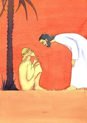 Jesus helbreder den blinde mannen, 2001 (w/c på papir)