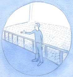 Akkurat som en fabrikkarbeider taler godt for sine medarbeidere, slik går Kristus, som er sant menneske, effektivt i forbønn for oss, Hans slektninger, 2002 (w/c på papir)