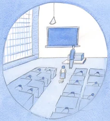 Akkurat som en skoleelskerinne gjerne tar imot en høflig hilsen, så setter Kristus stor pris på våre ærbødige gester, 2002 (w/c på papir)