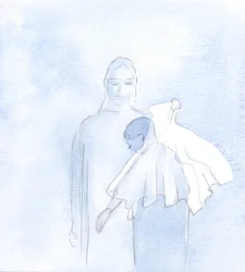 En dag, i min sjel, holdt han frem et bryllupsslør, 2000 (w/c på papir)