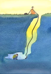 Bønnen vår er som en redningsline slipp ned fra himmelen for å hjelpe de tapte og fanget i vanskeligheter, 2002 (w/c på papir)