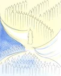 Kristus vi møter i nattverden er som ved "døråpningen" til tre områder, 2003 (w/c på papir)