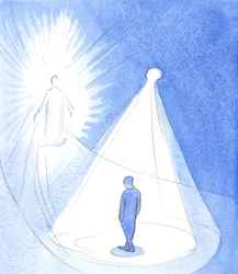 Den Aller Hellige Ånd er som en lampe som skinner over oss når vi går mot Kristus i himmelen, 2001 (w/c på papir)