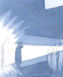 Jo mer vi holder oss nær Kristus, jo mer skinner han gjennom oss på andre, 2000 (w/c på papir)