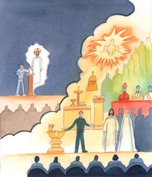 Det er offentlige foredrag for de som spør, der talerne forteller om sitt personlige vennskap med Jesus, noe som styrkes av det de leser i Bibelen, 2005 (akvarell på papir).