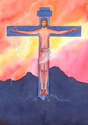 De Kristi venner i dag som ikke bryr seg om å gå til messe, oppfører seg som Kristi venner for lenge siden, som stakk av da Kristus ble arrestert og korsfestet., 2004 (w/c på papir)