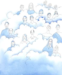 Selv om vi vet at de hellige ikke sitter på skyene, slik det vises i gamle bilder, forblir sannheten som vises gjennom disse bildene den samme, 2005 (akvarell på papir)