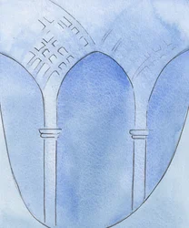 Gjennom tro og anger ble min sjel forandret som fra en hule til en katedral, klar for tilbedelse, 2002 (w/c på papir)