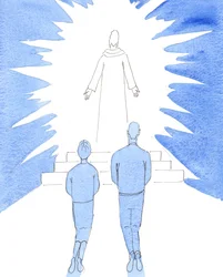 Vi må granske livene våre, for å se om Kristus virkelig er «tronet» i våre hjerter og hjem, eller om «guden» vi tjener er våre egne ønsker og ambisjoner, 2005 (akvarell på papir)