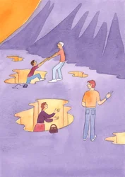 Vi trenger å gi praktisk hjelp til de som trenger det, samt bønn, når folk er i trøbbel. Det er vanligvis ikke nok bare å si: "Jeg ber for deg", 2004 (w/c på papir)