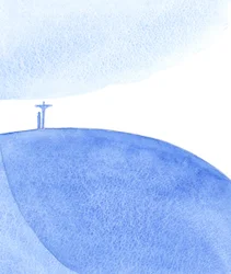 Vi som ber med Kristus (ved den hellige messe) gir ofringen som han ga på Golgata, ofrer offeret, bønnfaller for alle, 2001 (w/c på papir)