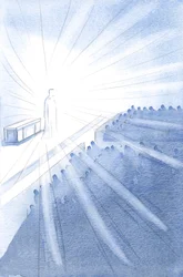 For en ild er Kristi kjærlighet til oss! Hvilken herlighet skinner rundt ham her., 2001 (w/c på papir)