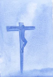 For et eksempel på ydmykhet ble gitt oss av Kristus på Golgata, der vår Gud viste bare tålmodighet, nestekjærlighet og tilgivelse, 2001 (w/c på papir)
