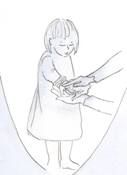 Når Gud tilgir våre synder, er han like øm som en mor som nærmer seg sitt elskede barn og sier: "Glem det, jeg skal snart vaske disse merkene av hendene dine", 2000 (w/c på papir)