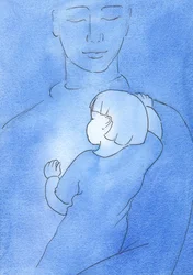Når noen hviler som et barn, i Faderens omfavnelse, i bønn, kan den personen ikke "se" mye nettopp på grunn av nærheten til denne foreningen, 2002 (w/c på papir)