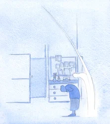 Hver gang jeg bøyer meg for den hellige treenighet, gjør min hellige engel det samme, akkurat som han gjenspeiler ethvert ærbødig tegn på korset, 2002 (w/c på papir)