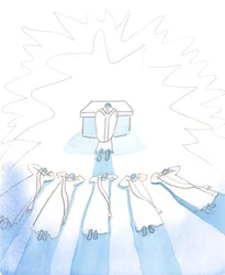 Der familier er trofaste mot kirkens lære, av kjærlighet til Kristus og hans hyrder, fungerer de som et såbed for kall til prestedømmet og det religiøse livet, 2005 (akvarell på papir)