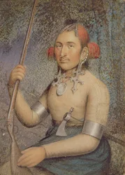 En nordamerikansk indianersjef (olje på lerret)