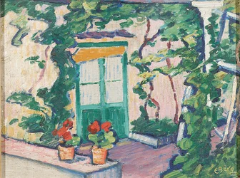 Osteria, Capri (olje på lerret lagt ned om bord)
