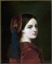 Portrett av grevinne Katarzyna Potocka (1825-1907), født Branicka - Elzbieta Krasinska (1820-1876). Olje på lerret