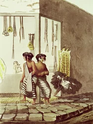 Pampa-indianere i en butikk på det indiske markedet i Buenos Aires, fra 