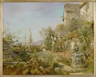 Blomsterhage i Weissenkirchen - Hage med blomster i Weissenkirchen … (olje på tre)