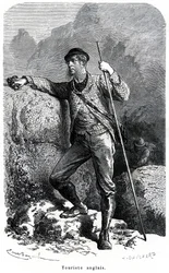 Portrett av en engelsk turist av Émile Bayard - turisme på 1800-tallet - illustrasjon fra boken «Folkenes skikker og karakterer», utgave fra 1884