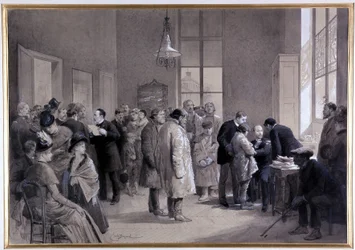 Scener med inokulering i laboratoriet til Normalskolen i 1886 (tegning)