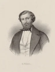 Portrett av komponisten Giuseppe Verdi 1813-1901, ca 1860.